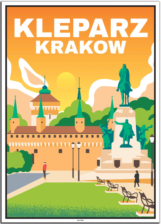 vintage travel poster krakow #50x70cm-white-color-border