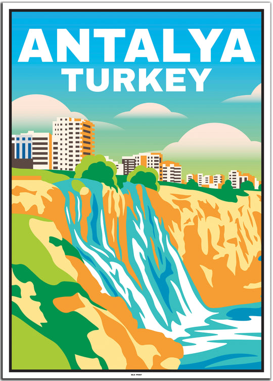 vintage travel poster antalya #50x70cm-white-color-border