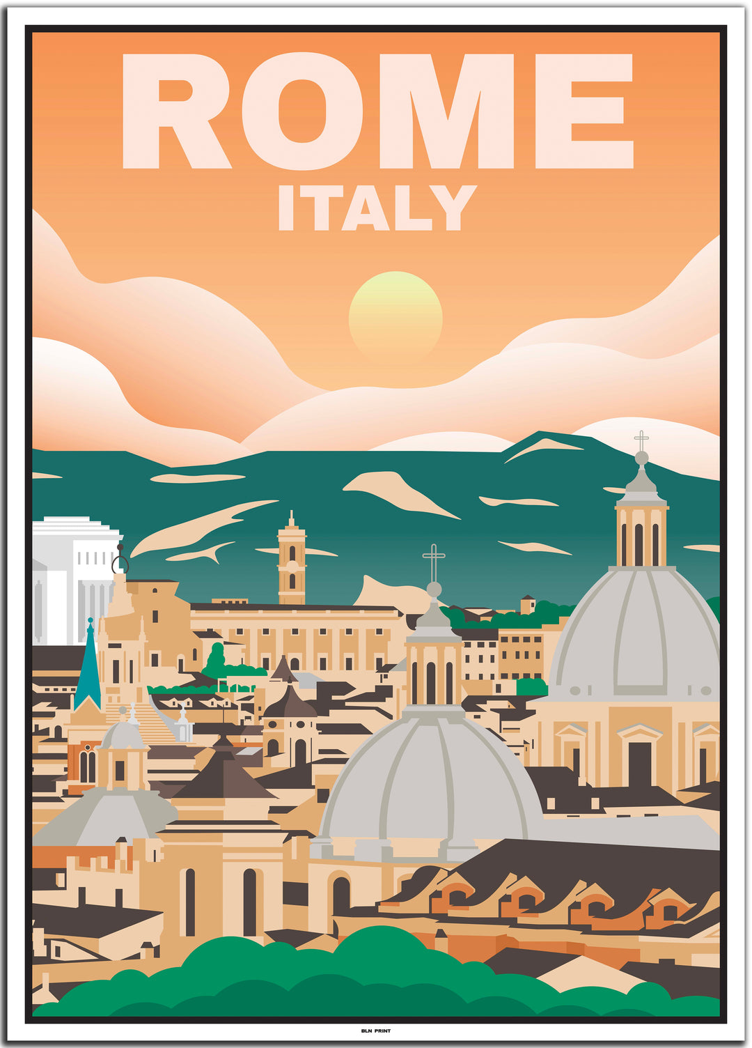 Italien Travel Poster (Florenz, Mailand, Neapel, Palermo, Rom)