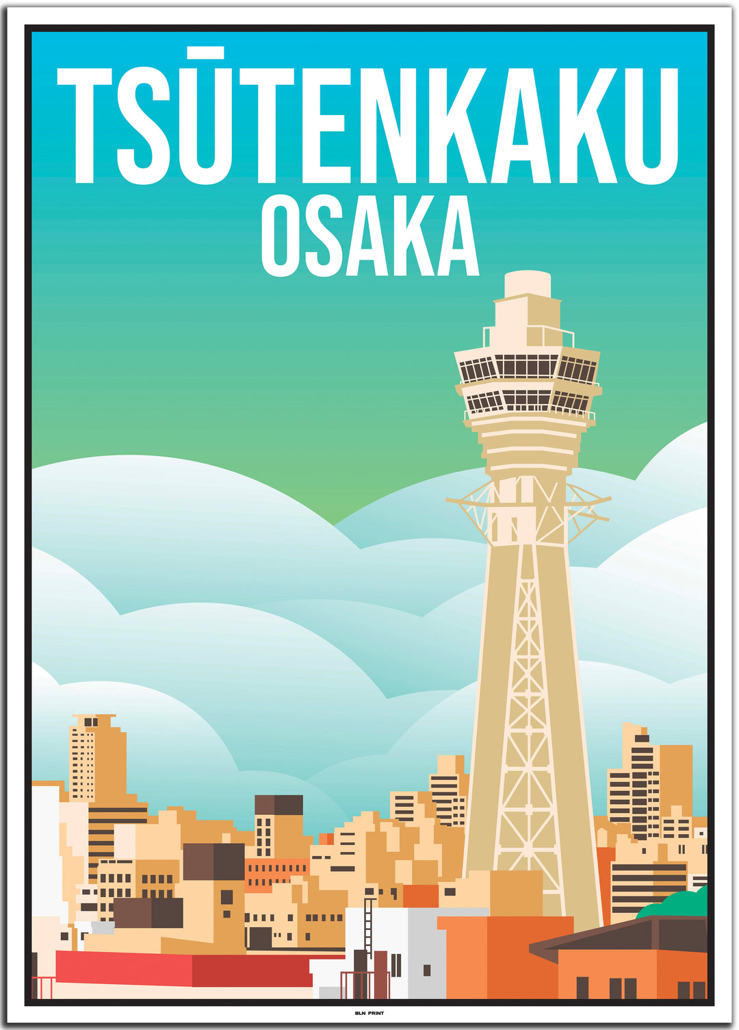 vintage travel poster osaka #50x70cm-white-color-border