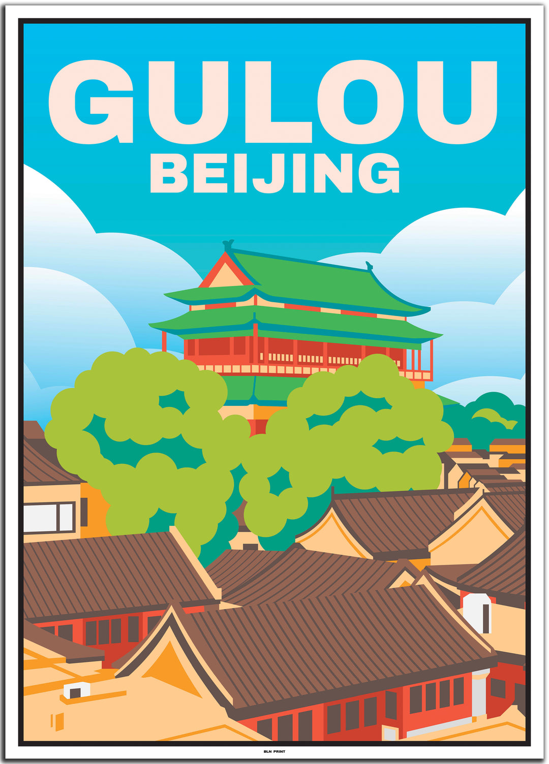 vintage travel poster peking #50x70cm-white-color-border