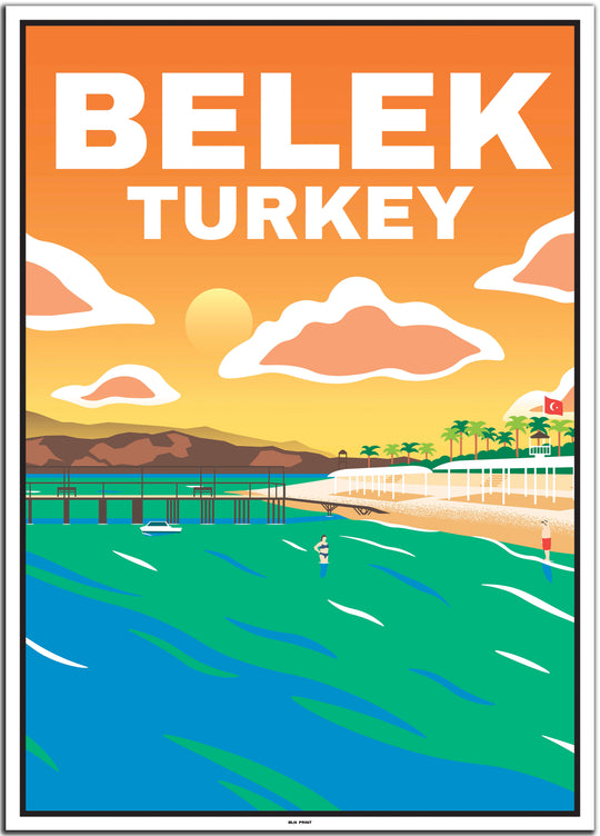 vintage travel poster antalya #50x70cm-white-color-border