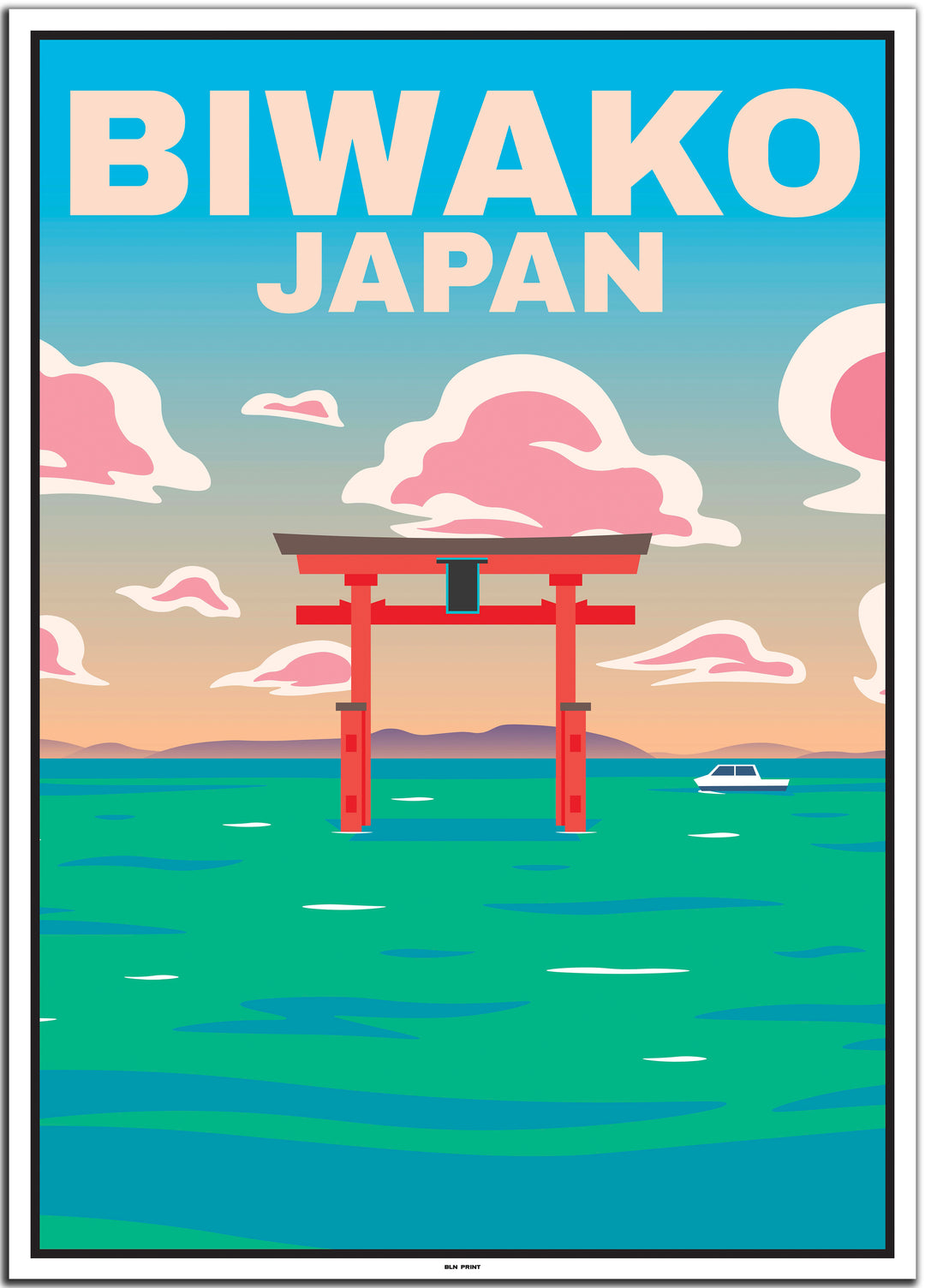 vintage travel poster kyoto #50x70cm-white-color-border