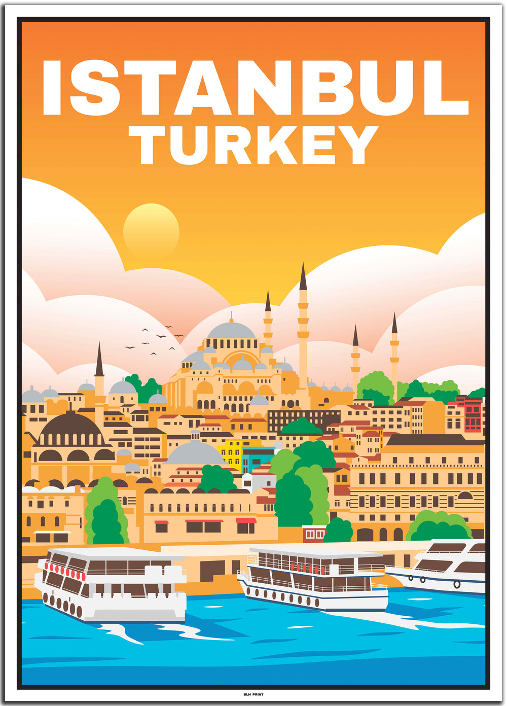 Türkei 5er Poster-Set (Antalya, Istanbul, Izmir, Kusadasi, Side) - 50x70cm