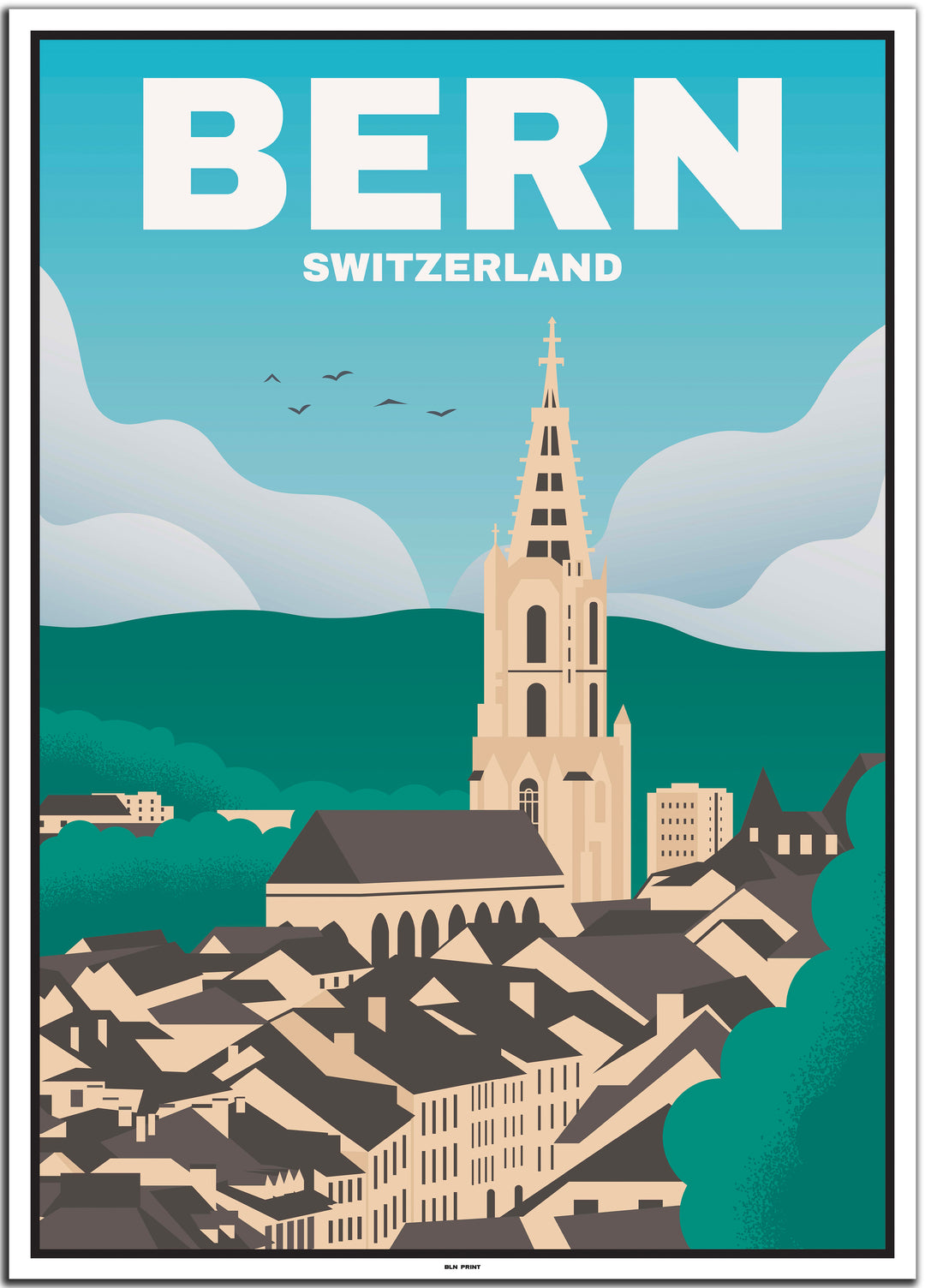 Schweiz Travel Poster (Basel, Bern, Genf, Lausanne, Zürich)