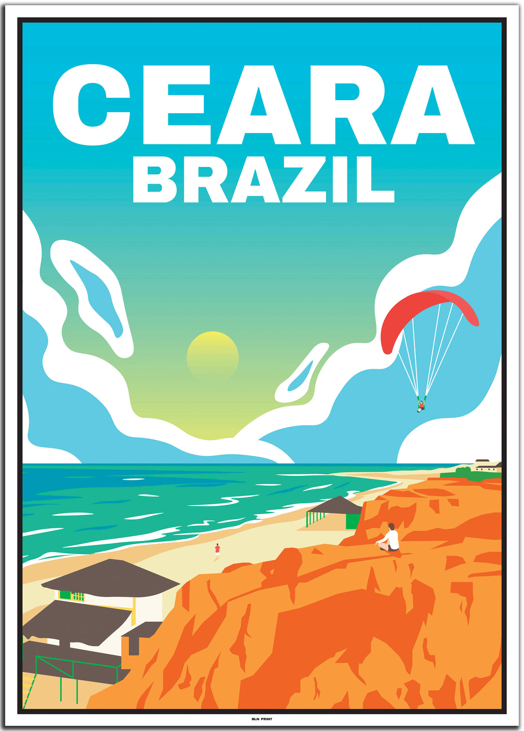 vintage travel poster Fortaleza #50x70cm-white-color-border