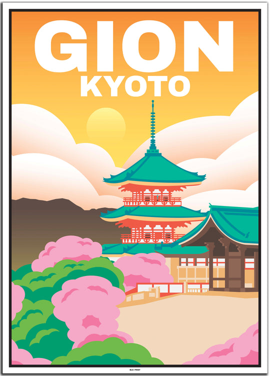 vintage travel poster kyoto #50x70cm-white-color-border