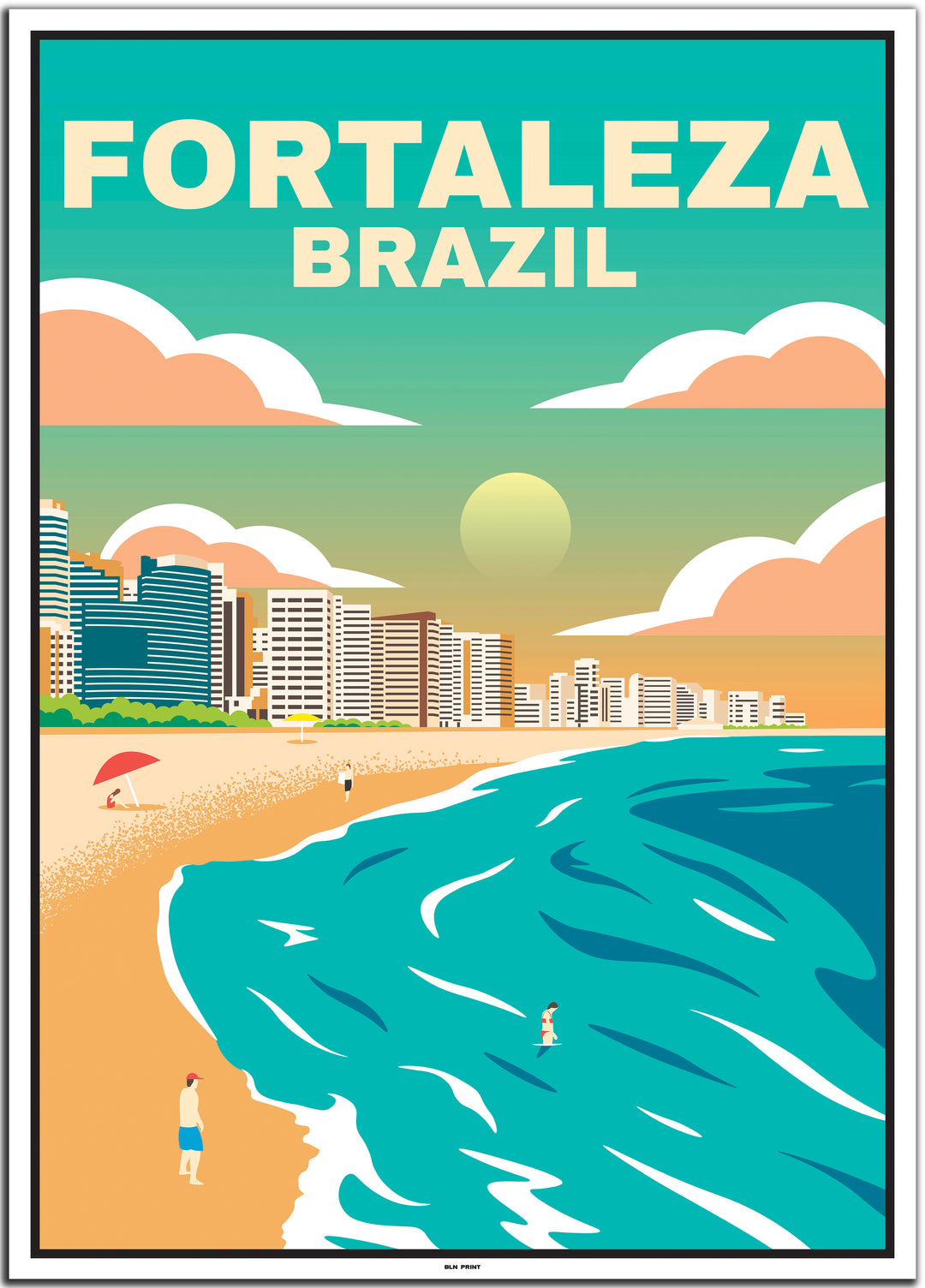 Brasilien 5er Poster-Set (Fortaleza, Maracana, Santos, Sao Paulo, Rio de Janeiro)