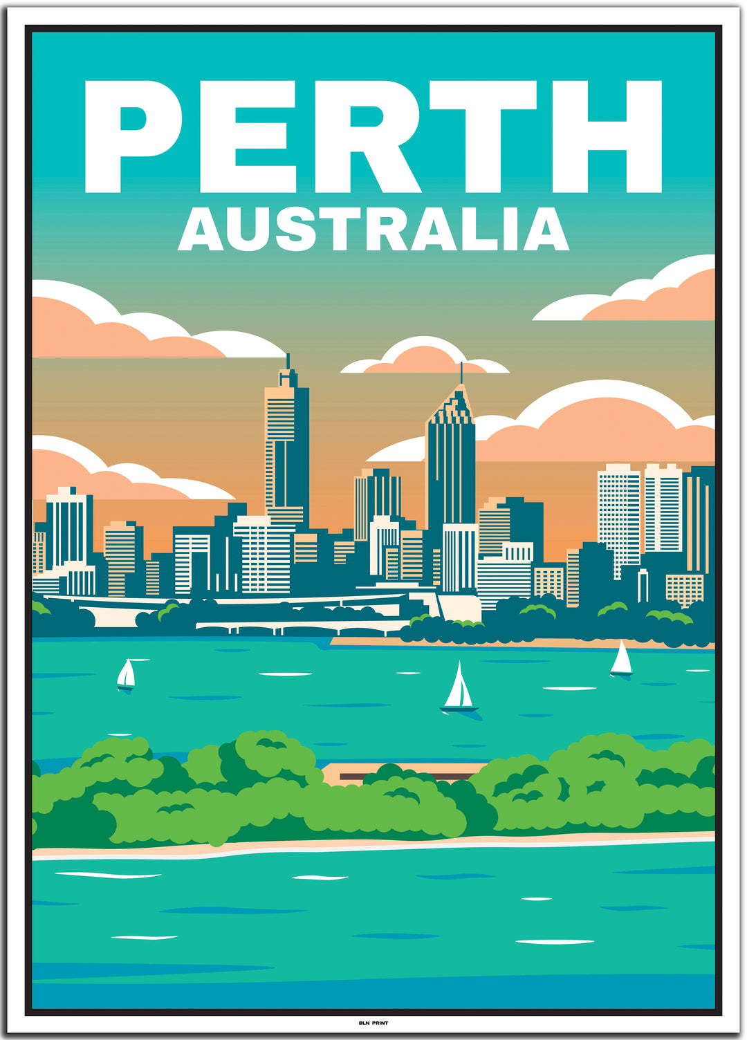 Australien 5er Poster-Set (Sydnea, Melbourne, Perth, Blue Mountains, Rottnest Island) - 50x70cm