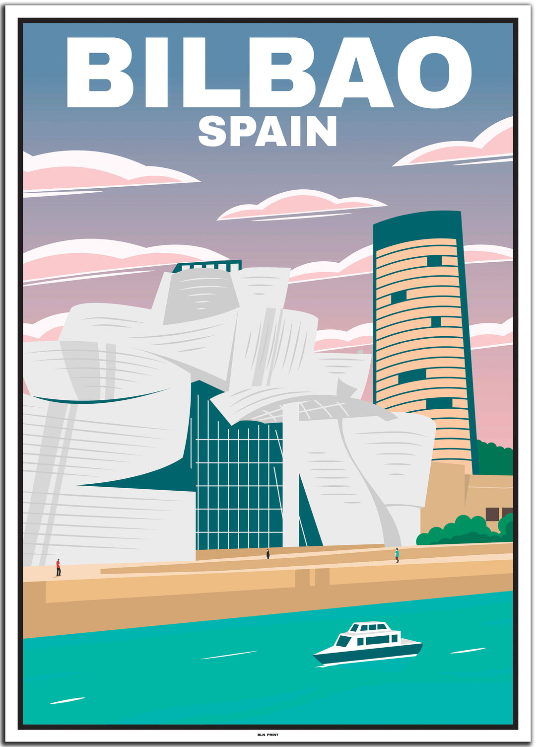 Spanien Travel Poster (Barcelona, Bilbao, Madrid, Malaga, Sevilla)