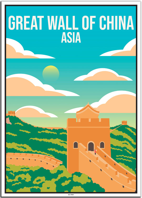 China 5er Poster-Set (Chinesische Mauer, Hongkong, Peking, Shanghai, Vogelnest) - 50x70cm