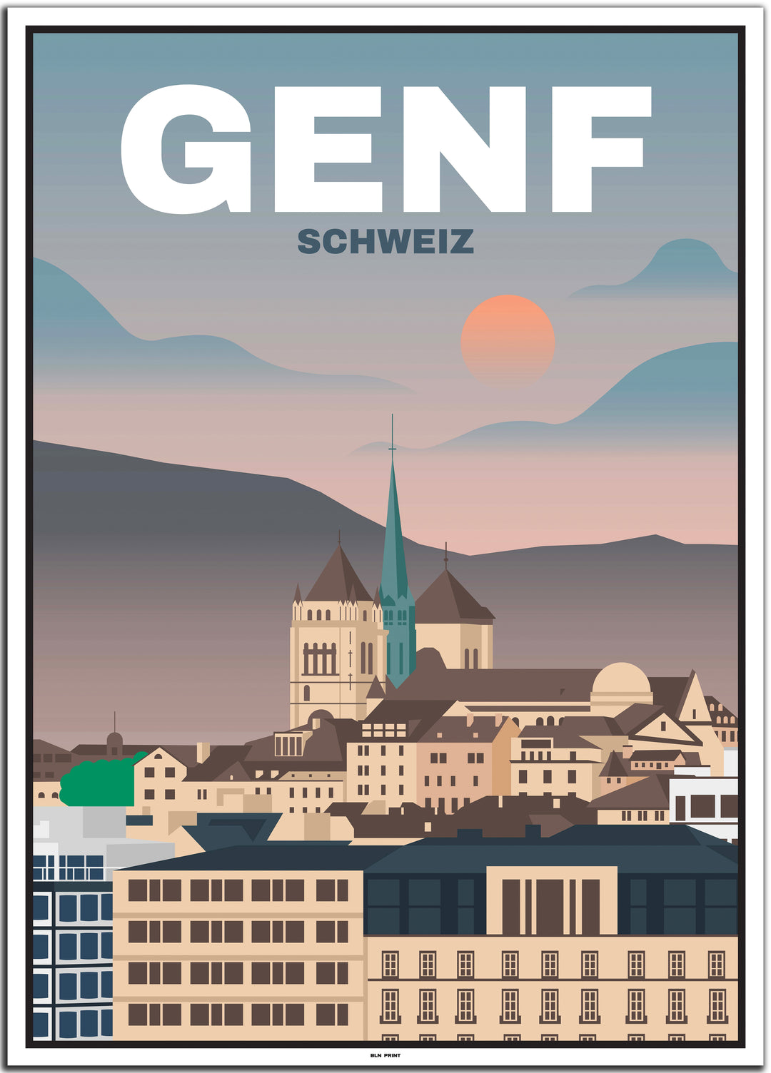 Schweiz Travel Poster (Basel, Bern, Genf, Lausanne, Zürich)