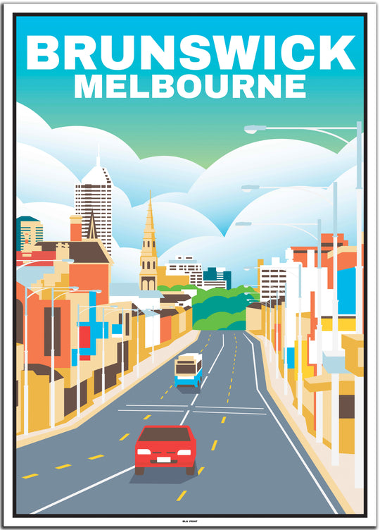 vintage travel poster melbourne #50x70cm-white-color-border