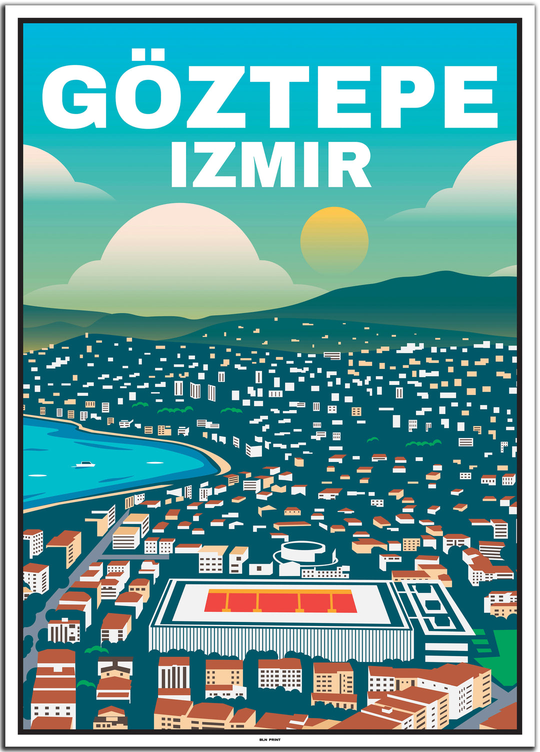 vintage travel poster izmir #50x70cm-white-color-border