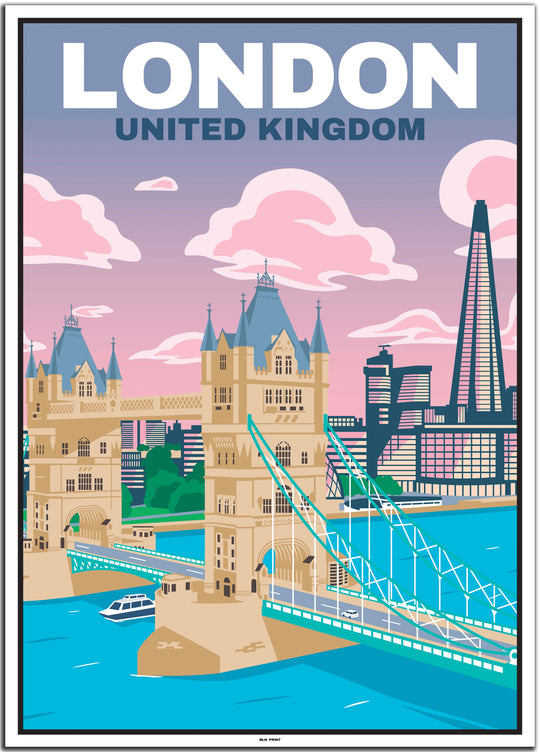 UK Travel Poster (Belfast, Edinburgh, Liverpool, London, Manchester)