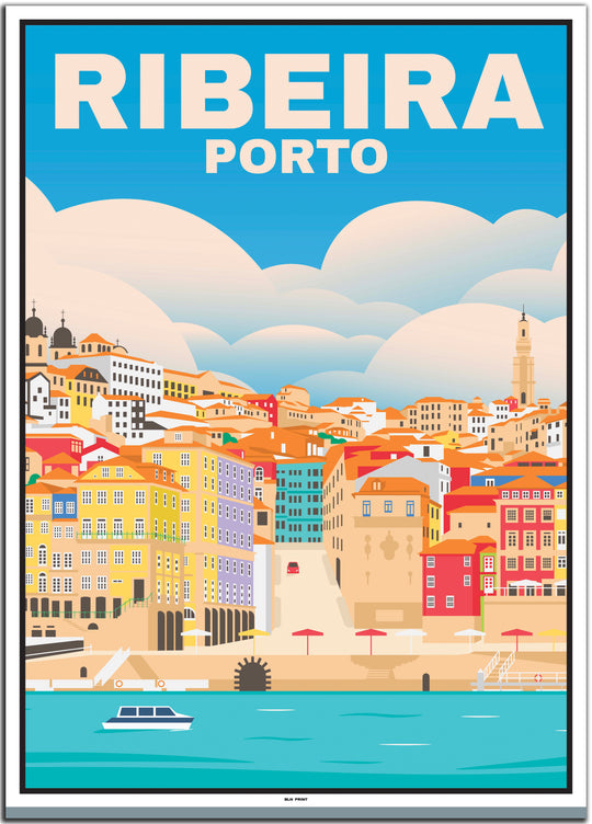 vintage travel poster porto #50x70cm-white-color-border