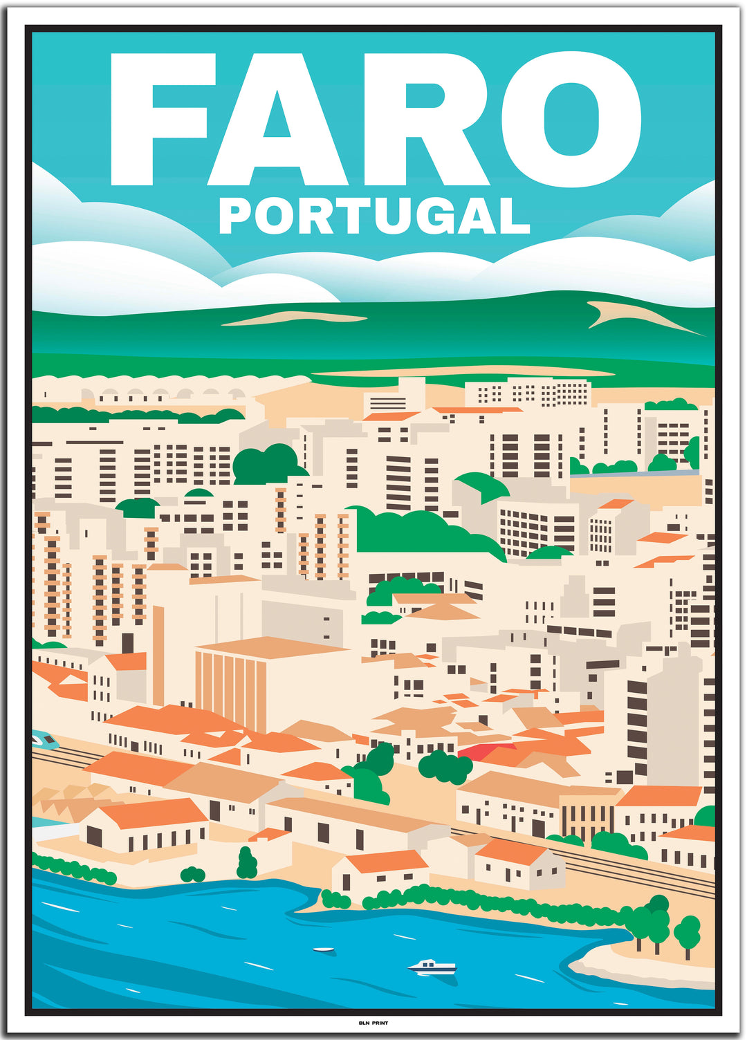 vintage travel poster algarve #50x70cm-white-color-border