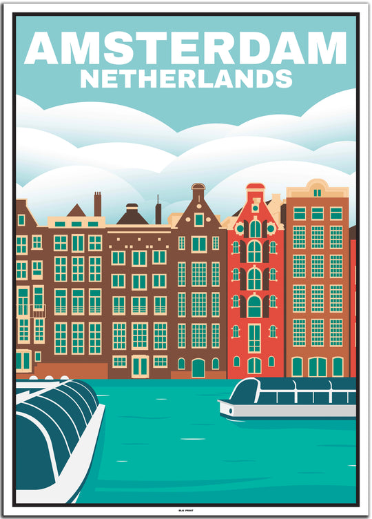 Niederlande Travel Poster (Amsterdam, Houten, Rotterdam, Utrecht)