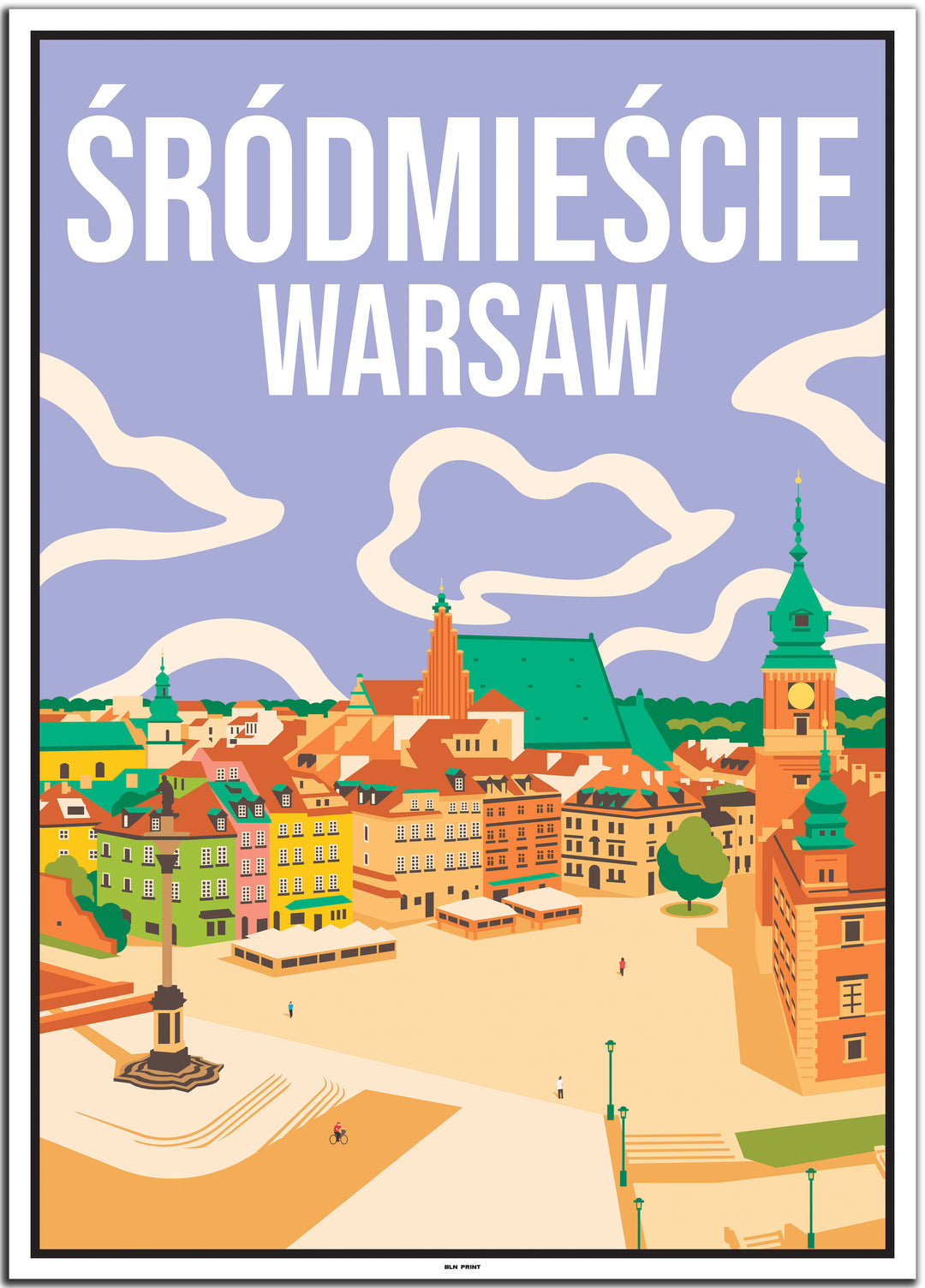 vintage travel poster warsaw #50x70cm-white-color-border