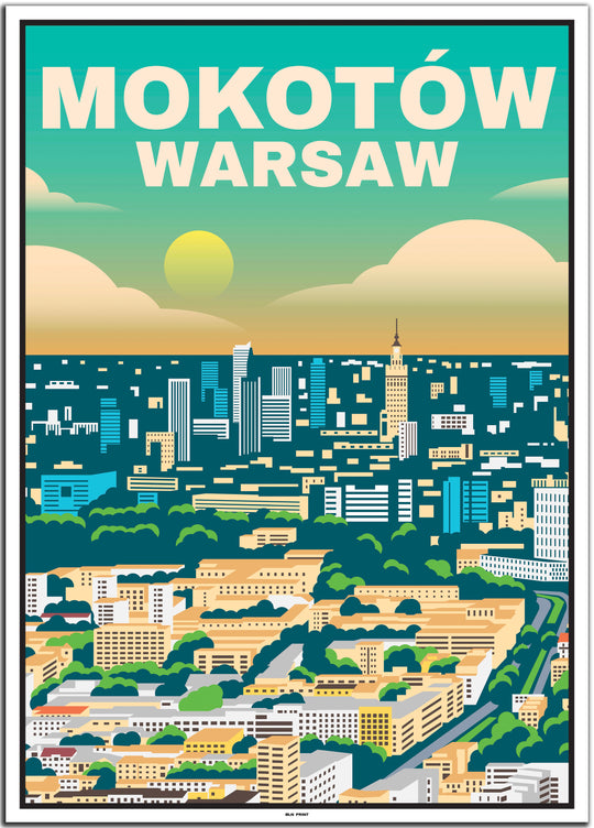 vintage travel poster warsaw #50x70cm-white-color-border