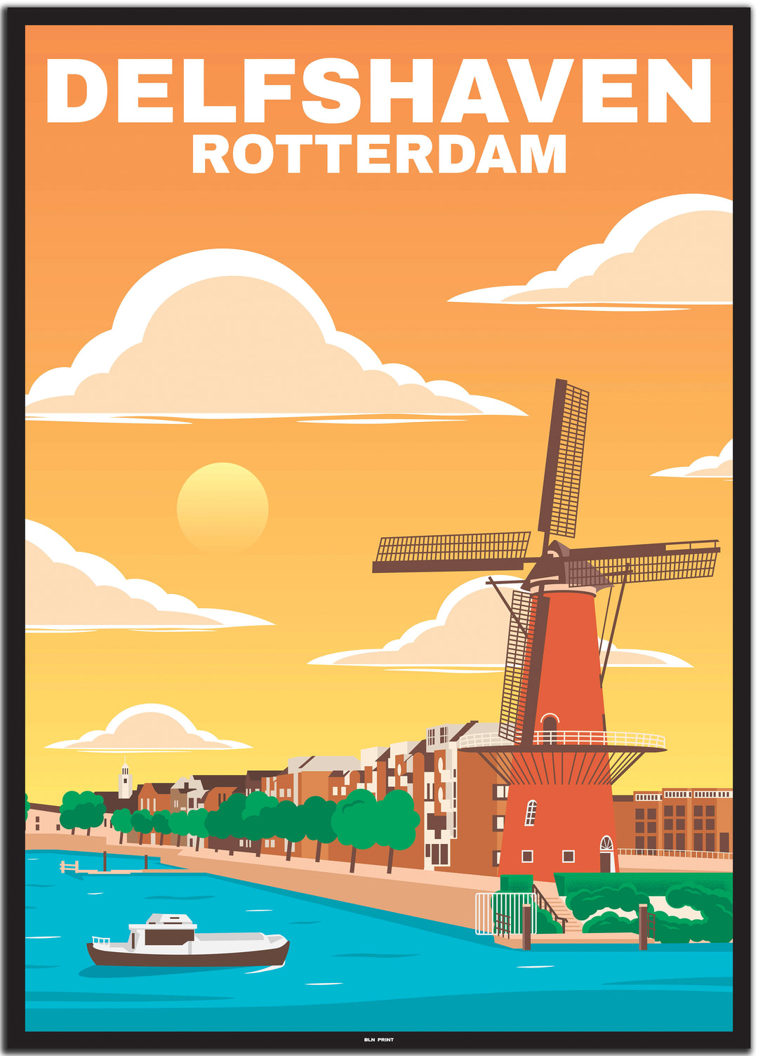 vintage travel poster rotterdam #50x70cm-schwarzer-farbrand