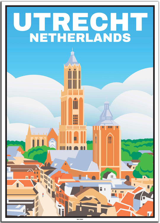 vintage travel poster utrecht #50x70cm-white-color-border