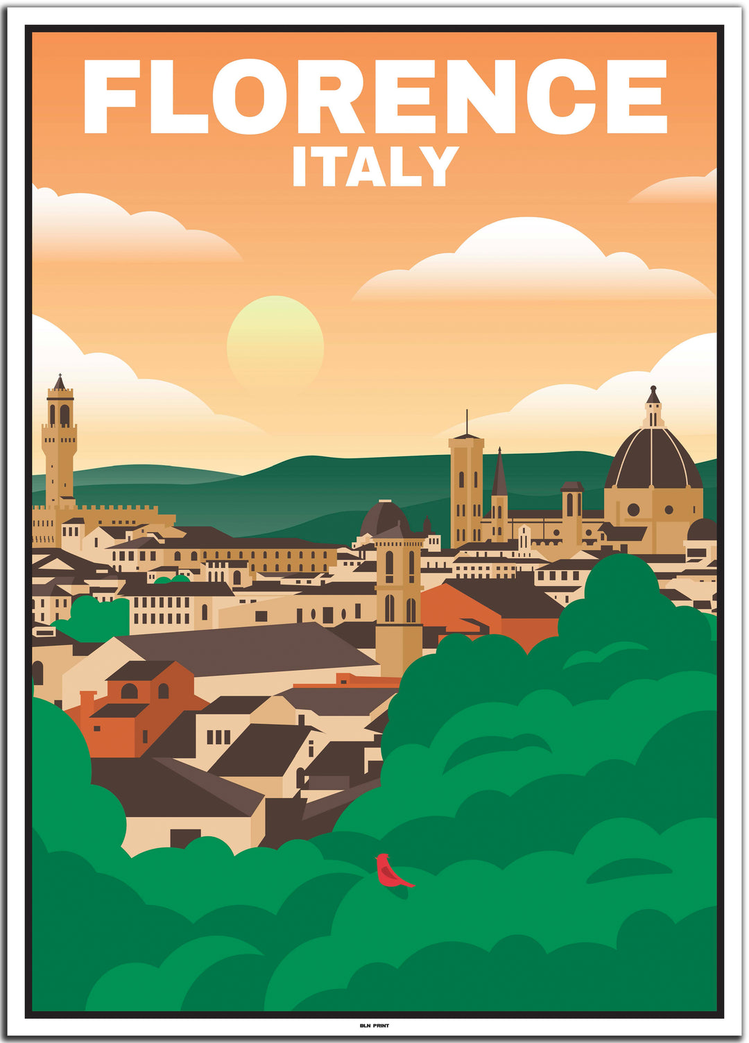 Italien Travel Poster (Florenz, Mailand, Neapel, Palermo, Rom) 