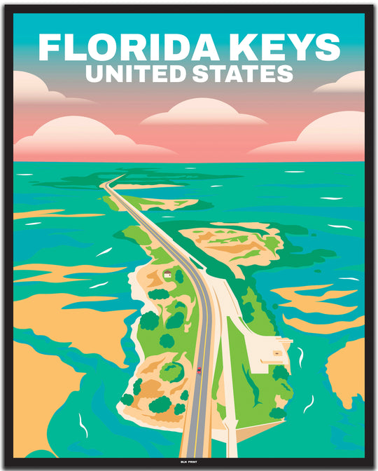 vintage travel poster miami #40x50cm-black-color-border