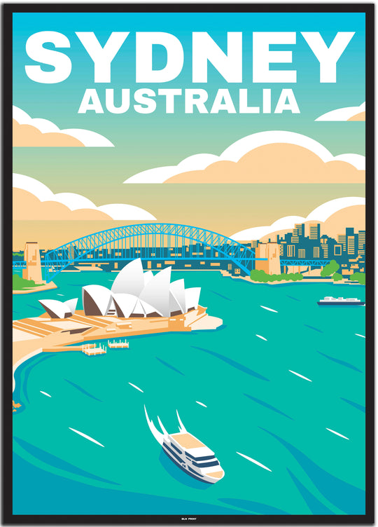 vintage travel poster sydney #50x70cm-schwarzer-farbrand