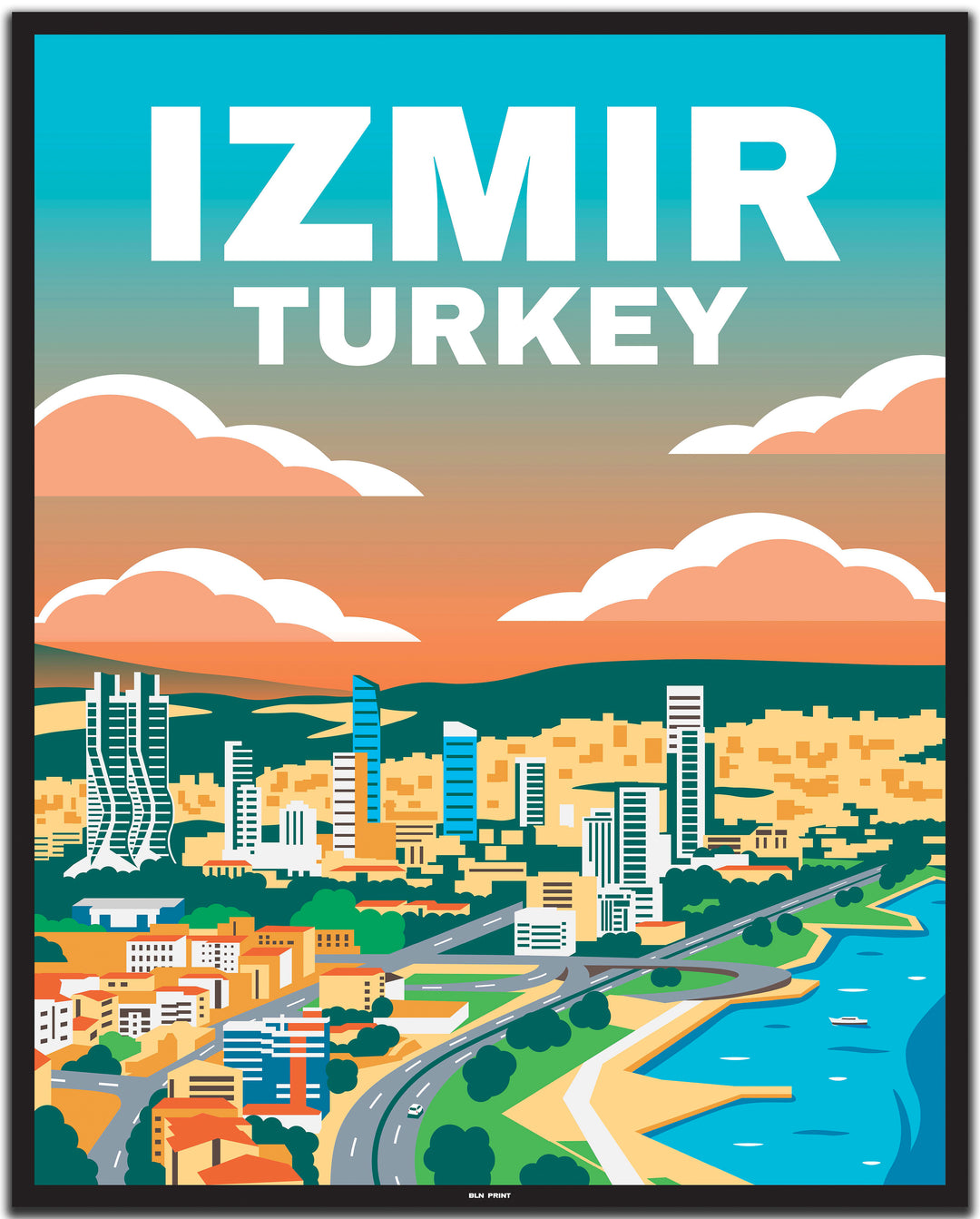 vintage travel poster izmir #40x50cm-schwarzer-farbrand