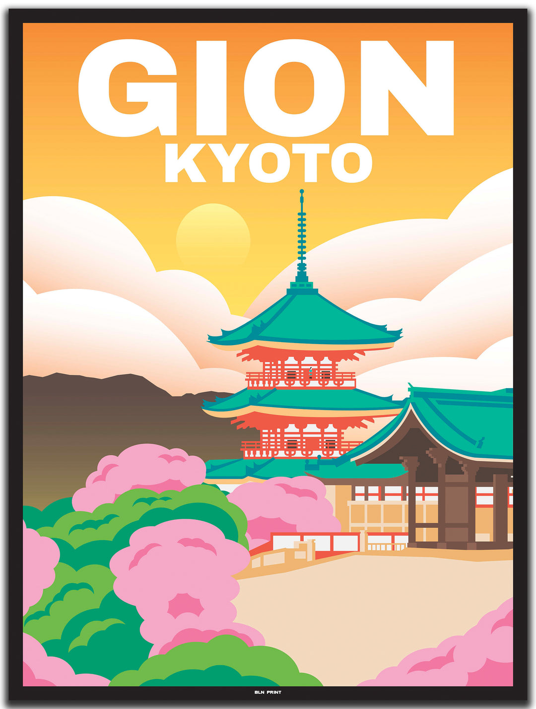 vintage kyoto poster shop #30x40cm-schwarzer-farbrand