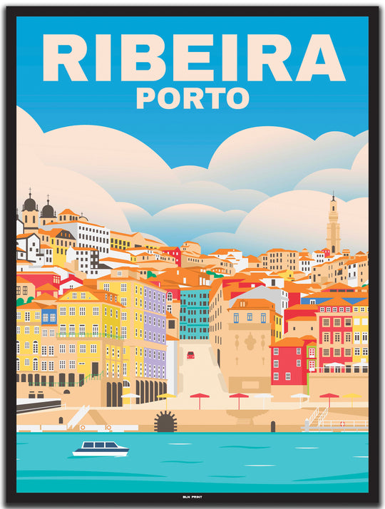 vintage porto poster shop #30x40cm-schwarzer-farbrand