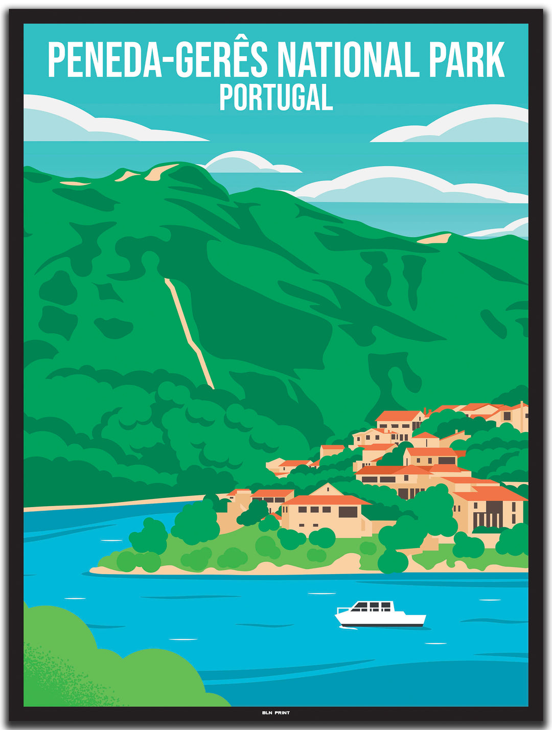 vintage travel poster porto #30x40cm-black-color-border