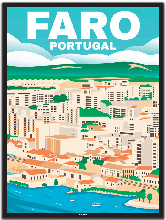 vintage travel poster algarve #30x40cm-black-color-border