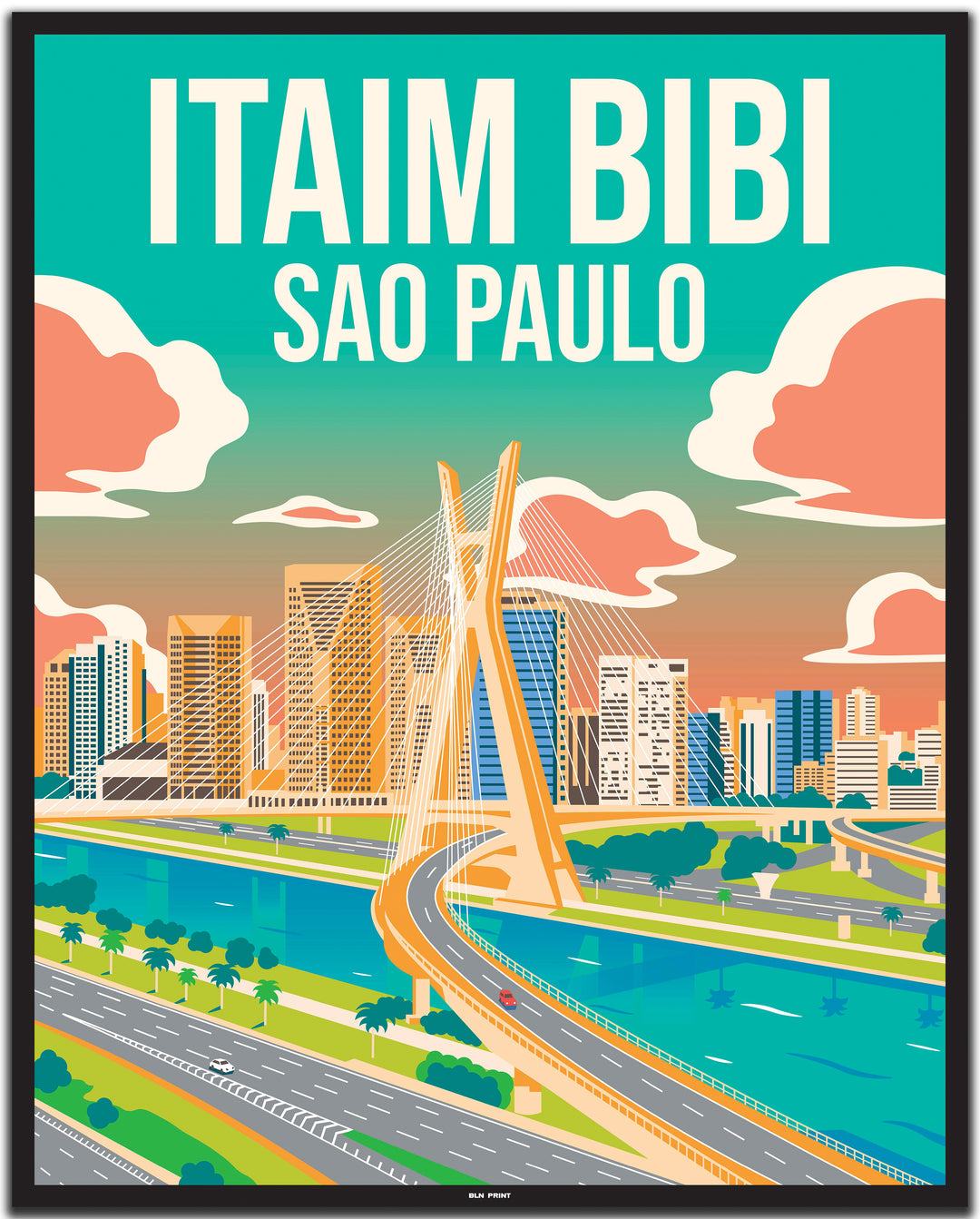 vintage travel poster sao paulo #40x50cm-black-color-border