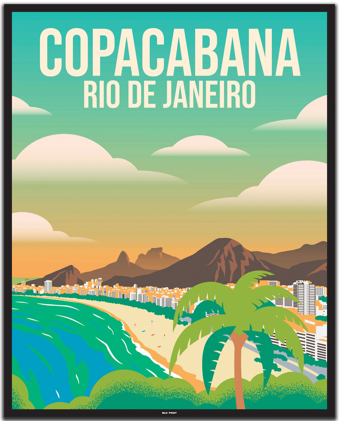 vintage travel poster Rio de Janeiro #40x50cm-black-color-border