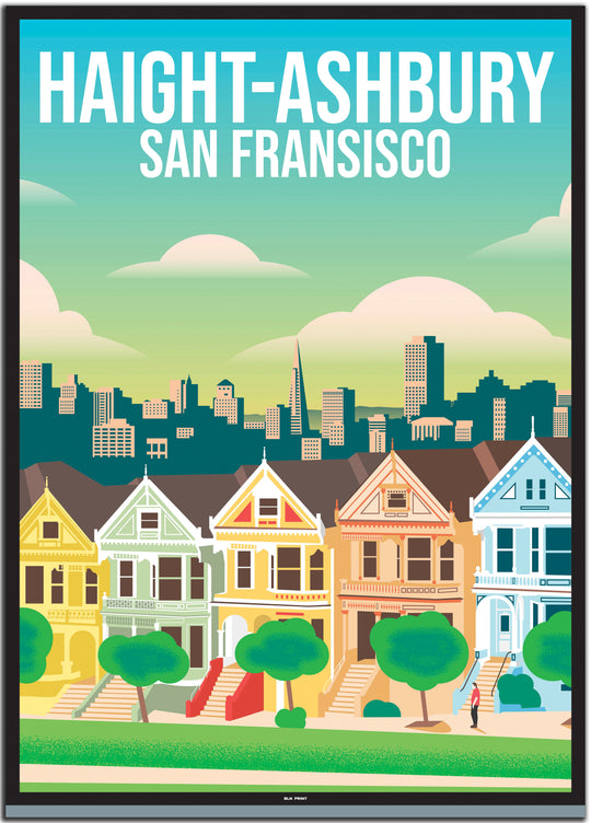 vintage travel poster San Fransisco #50x70cm-schwarzer-farbrand