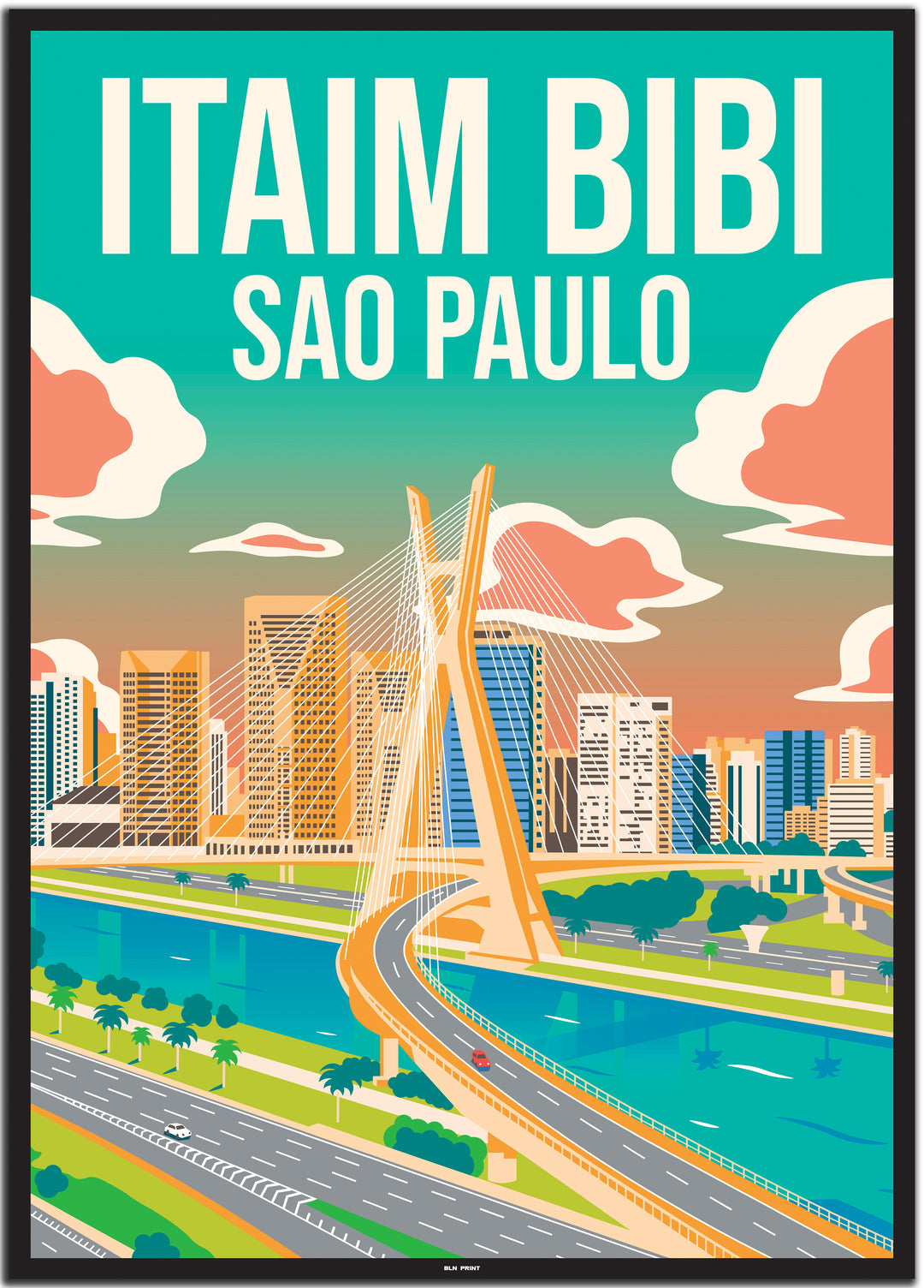 vintage travel poster sao paulo #50x70cm-schwarzer-farbrand