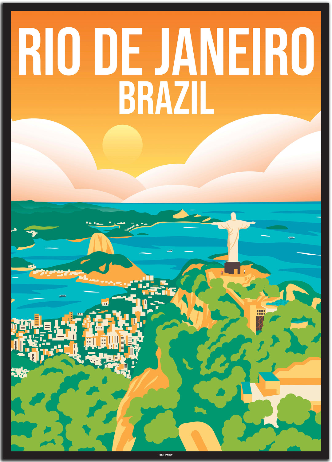 vintage travel poster  Rio de Janeiro #50x70cm-schwarzer-farbrand