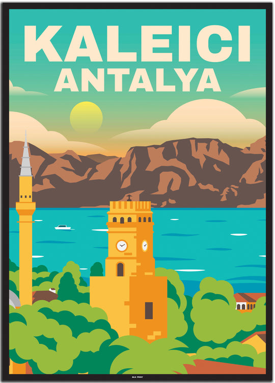 vintage travel poster antalya #50x70cm-schwarzer-farbrand