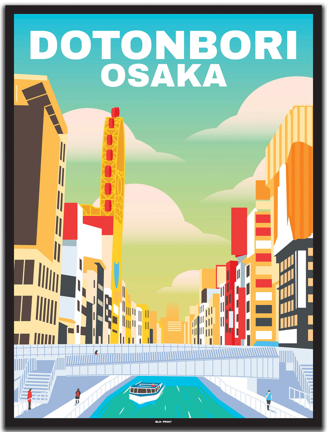 vintage travel poster osaka #30x40cm-black-color-border