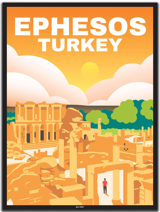 vintage travel poster izmir #30x40cm-black-color-border