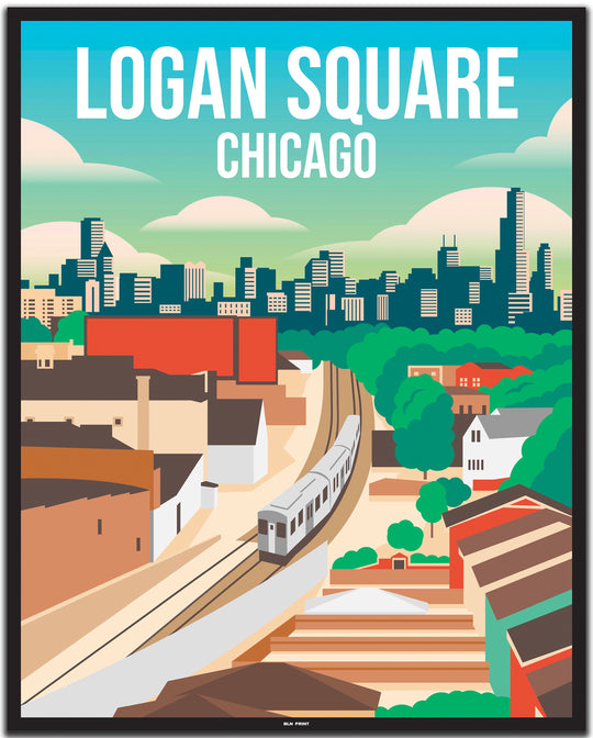 vintage travel poster chicago #40x50cm-black-color-border