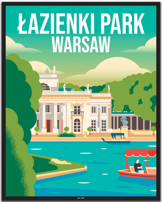 vintage travel poster warsaw #40x50cm-black-color-border