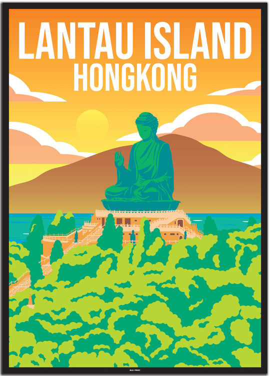 vintage travel poster hongkong #50x70cm-schwarzer-farbrand