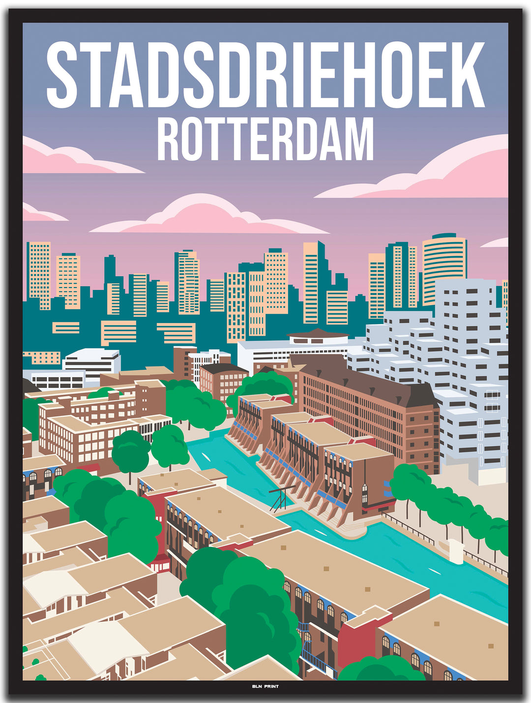 vintage travel poster rotterdam #30x40cm-black-color-border