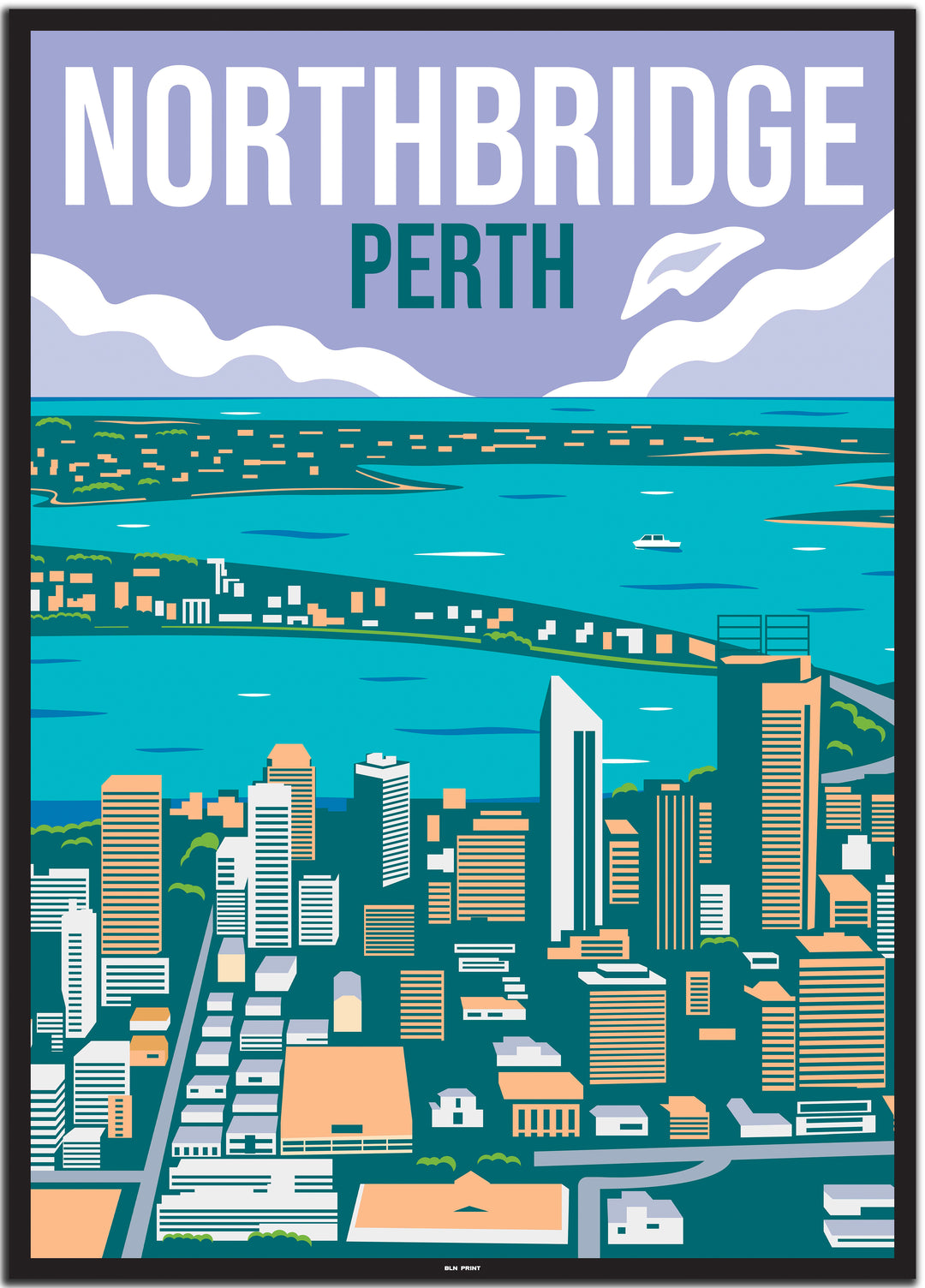 vintage travel poster perth #50x70cm-schwarzer-farbrand