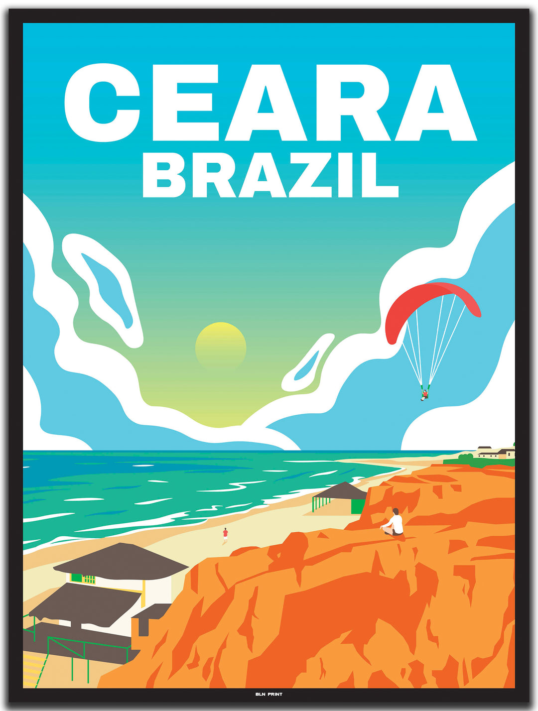 vintage travel poster Fortaleza #30x40cm-black-color-border