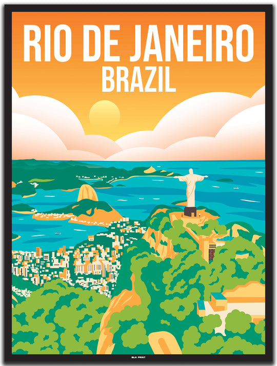 vintage travel poster Rio de Janeiro #30x40cm-black-color-border