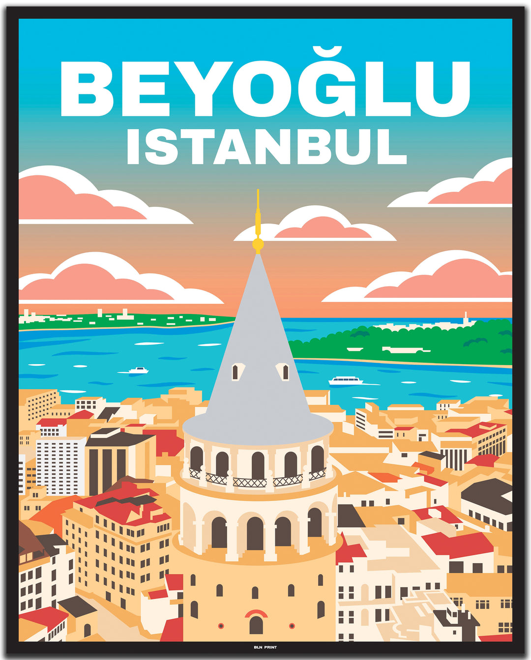 vintage travel poster istanbul #40x50cm-black-color-border